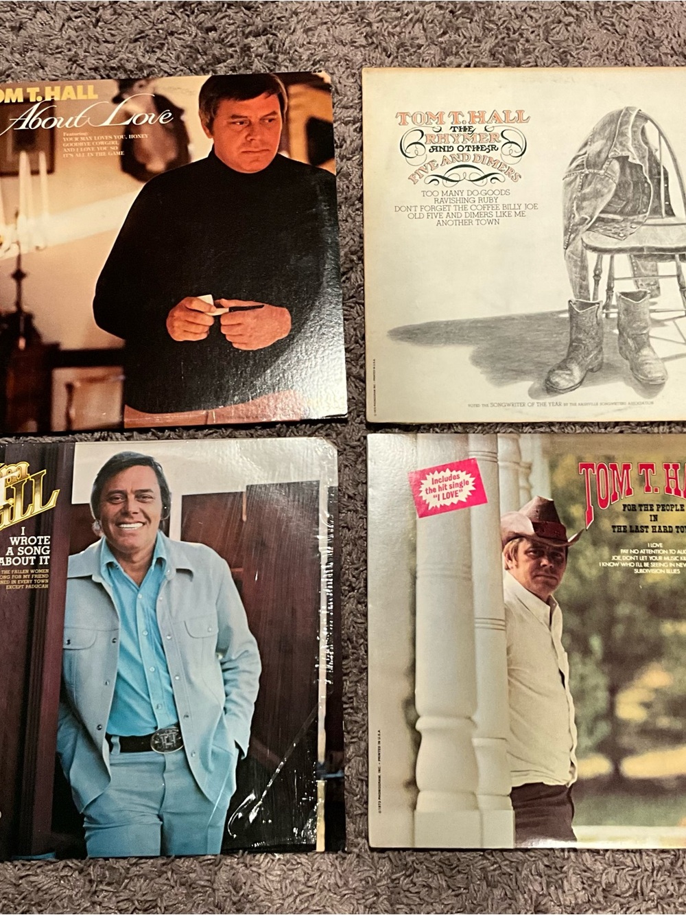 Old Country Singer Tom T Hall Record Lot - 9 Records In Total